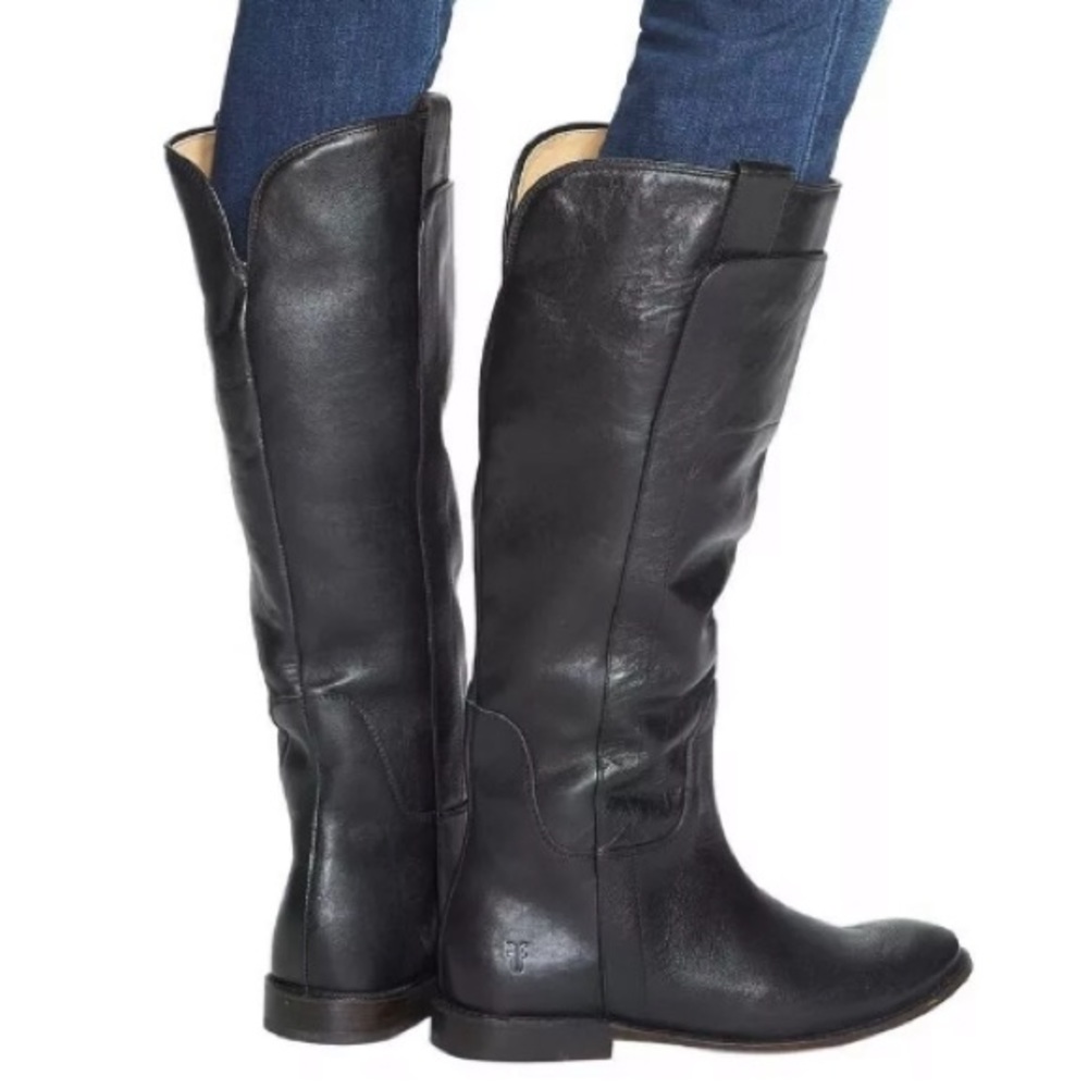 Frye Paige Tall Black Leather Roding Boots ~ 8